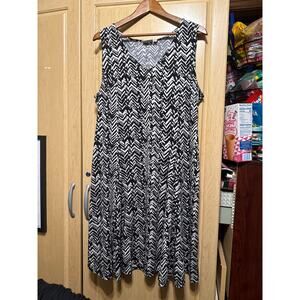 Kim Rogers Black & White Patterned Sleeveless Dress, Size XL, UltraSoft, Travel+